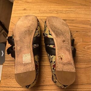 Miu Miu Black and Gold Floral Flats